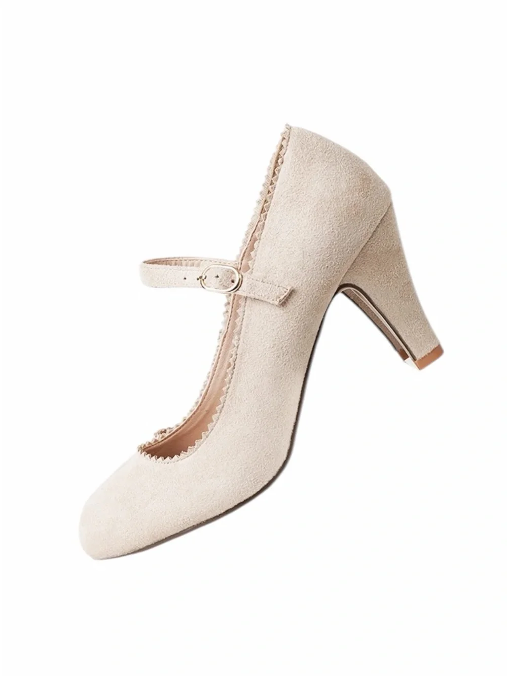 J. Adams Honey Mary Jane Pumps Nude Suede Scalloped Edged Coquette Heels 11 NWT